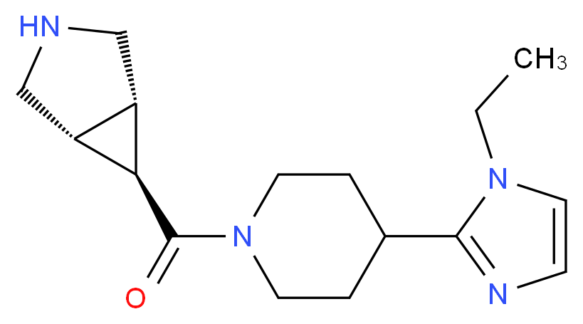 (1R*,5S*,6r)-6-{[4-(1-ethyl-1H-imidazol-2-yl)piperidin-1-yl]carbonyl}-3-azabicyclo[3.1.0]hexane_分子结构_CAS_)