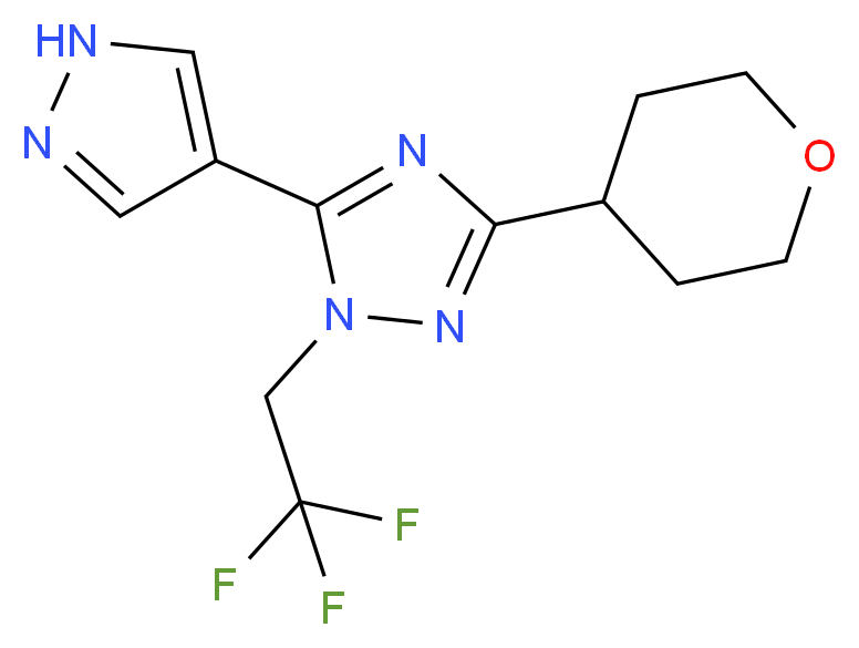 5-(1H-pyrazol-4-yl)-3-(tetrahydro-2H-pyran-4-yl)-1-(2,2,2-trifluoroethyl)-1H-1,2,4-triazole_分子结构_CAS_)