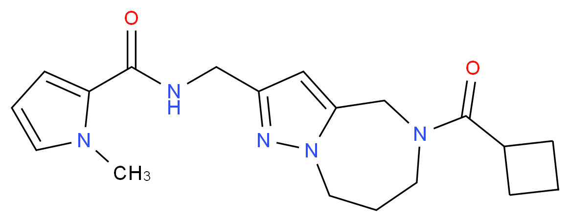 N-{[5-(cyclobutylcarbonyl)-5,6,7,8-tetrahydro-4H-pyrazolo[1,5-a][1,4]diazepin-2-yl]methyl}-1-methyl-1H-pyrrole-2-carboxamide_分子结构_CAS_)