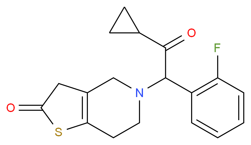 5-[2-cyclopropyl-1-(2-fluorophenyl)-2-oxoethyl]-2H,3H,4H,5H,6H,7H-thieno[3,2-c]pyridin-2-one_分子结构_CAS_951380-42-0
