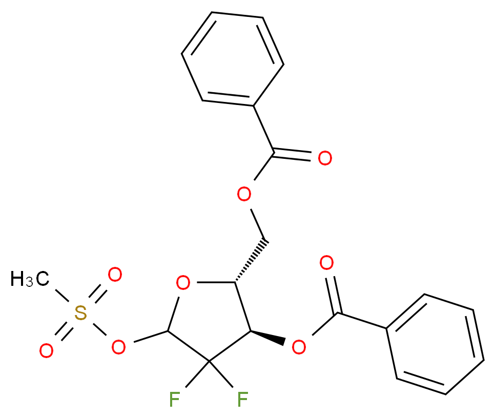 ((2R,3R)-3-(Benzoyloxy)-4,4-difluoro-5-((Methylsulfonyl)oxy)tetrahydrofuran-2-yl)Methyl benzoate_分子结构_CAS_122111-11-9)