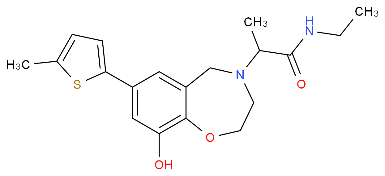 N-ethyl-2-[9-hydroxy-7-(5-methyl-2-thienyl)-2,3-dihydro-1,4-benzoxazepin-4(5H)-yl]propanamide_分子结构_CAS_)