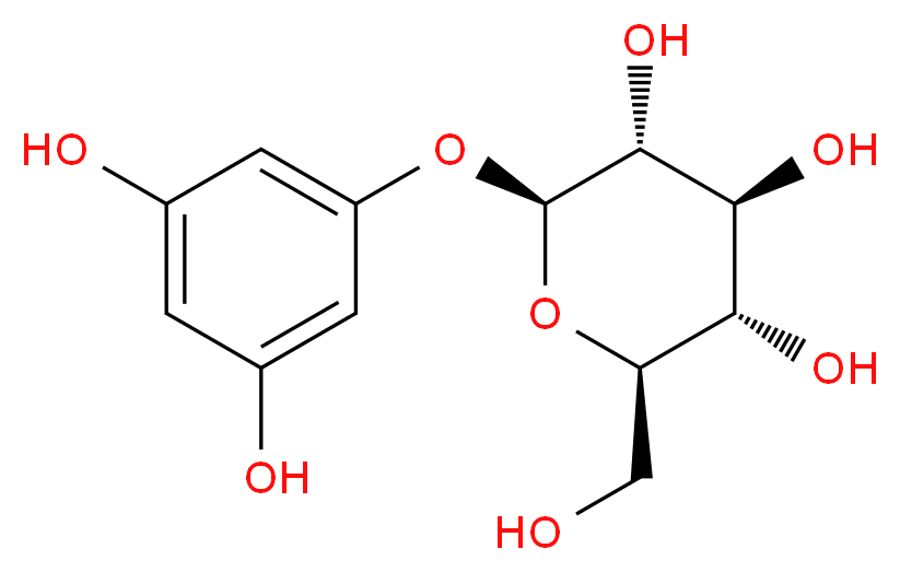 (2S,3R,4S,5S,6R)-2-(3,5-dihydroxyphenoxy)-6-(hydroxymethyl)oxane-3,4,5-triol_分子结构_CAS_28217-60-9