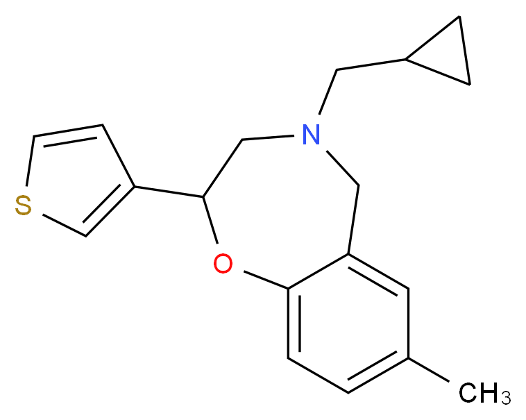 4-(cyclopropylmethyl)-7-methyl-2-(3-thienyl)-2,3,4,5-tetrahydro-1,4-benzoxazepine_分子结构_CAS_)