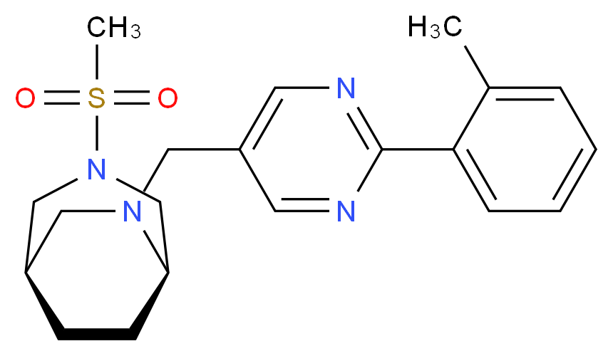 (1R*,5R*)-6-{[2-(2-methylphenyl)pyrimidin-5-yl]methyl}-3-(methylsulfonyl)-3,6-diazabicyclo[3.2.2]nonane_分子结构_CAS_)