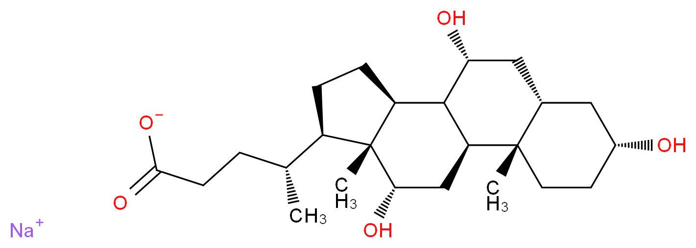 sodium (4R)-4-[(1S,2S,5R,7S,9R,10R,11S,14R,15R,16S)-5,9,16-trihydroxy-2,15-dimethyltetracyclo[8.7.0.0^{2,7}.0^{11,15}]heptadecan-14-yl]pentanoate_分子结构_CAS_361-09-1