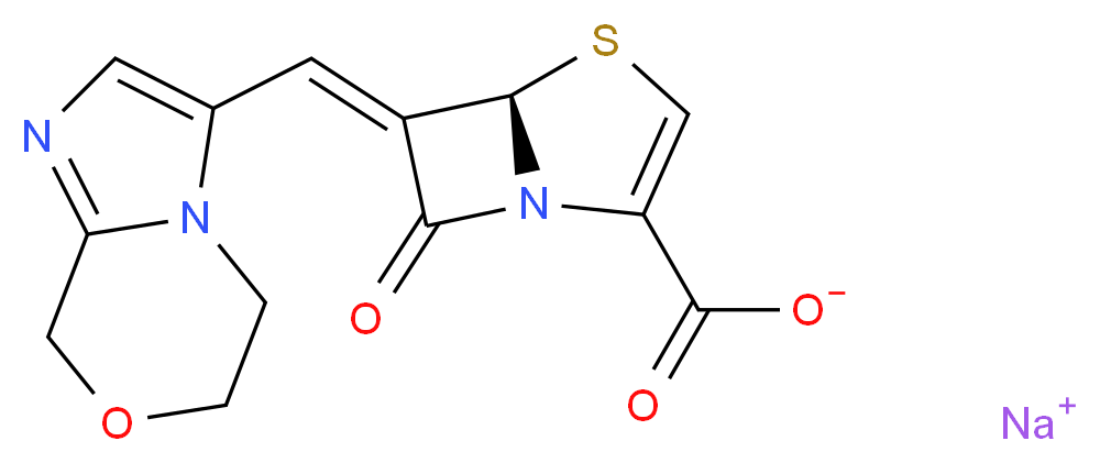 sodium (5R)-6-{5H,6H,8H-imidazo[2,1-c][1,4]oxazin-3-ylmethylidene}-7-oxo-4-thia-1-azabicyclo[3.2.0]hept-2-ene-2-carboxylate_分子结构_CAS_623564-40-9