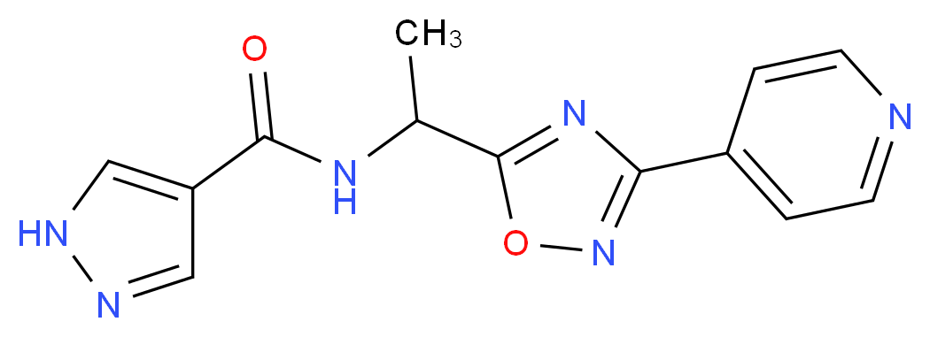 N-[1-(3-pyridin-4-yl-1,2,4-oxadiazol-5-yl)ethyl]-1H-pyrazole-4-carboxamide_分子结构_CAS_)