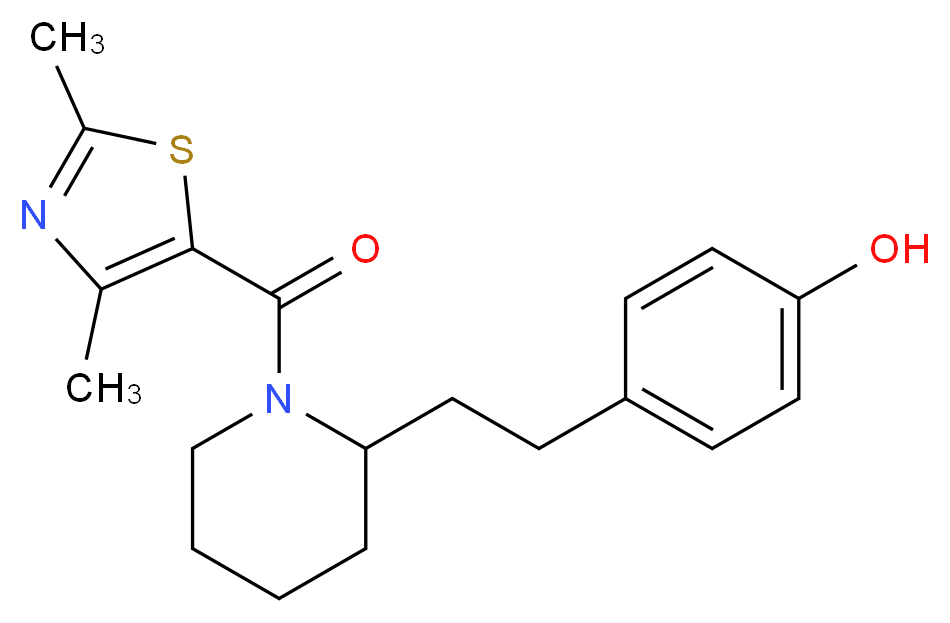 4-(2-{1-[(2,4-dimethyl-1,3-thiazol-5-yl)carbonyl]-2-piperidinyl}ethyl)phenol_分子结构_CAS_)