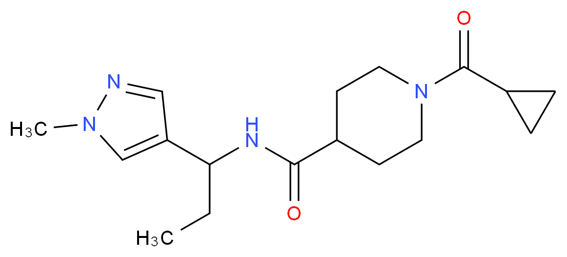1-(cyclopropylcarbonyl)-N-[1-(1-methyl-1H-pyrazol-4-yl)propyl]-4-piperidinecarboxamide_分子结构_CAS_)