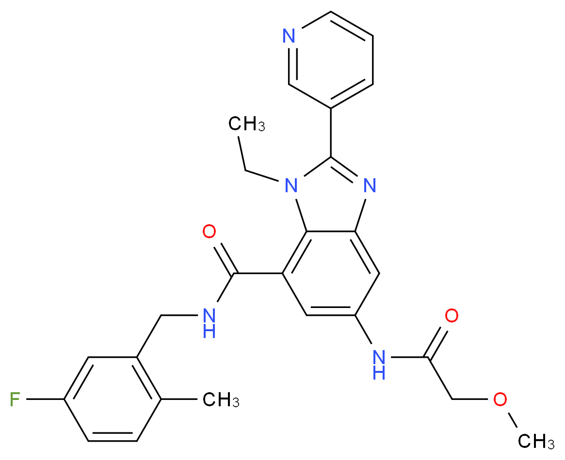 1-ethyl-N-(5-fluoro-2-methylbenzyl)-5-[(methoxyacetyl)amino]-2-(3-pyridinyl)-1H-benzimidazole-7-carboxamide_分子结构_CAS_)