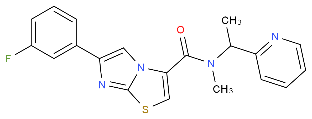 6-(3-fluorophenyl)-N-methyl-N-[1-(2-pyridinyl)ethyl]imidazo[2,1-b][1,3]thiazole-3-carboxamide_分子结构_CAS_)