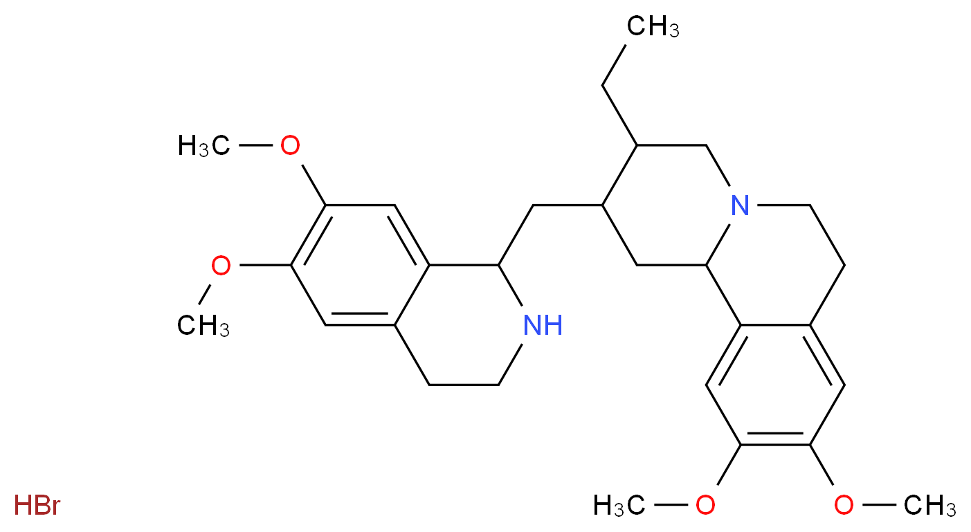 1-({3-ethyl-9,10-dimethoxy-1H,2H,3H,4H,6H,7H,11bH-pyrido[2,1-a]isoquinolin-2-yl}methyl)-6,7-dimethoxy-1,2,3,4-tetrahydroisoquinoline hydrobromide_分子结构_CAS_21026-77-7