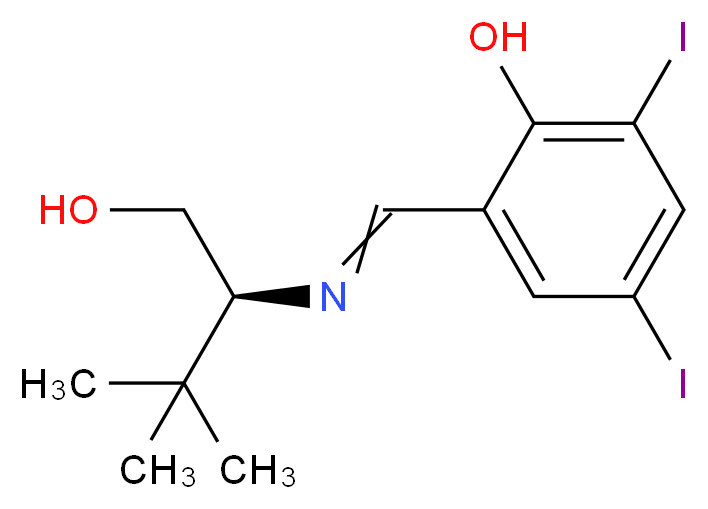 2-({[(2S)-1-hydroxy-3,3-dimethylbutan-2-yl]imino}methyl)-4,6-diiodophenol_分子结构_CAS_477339-39-2