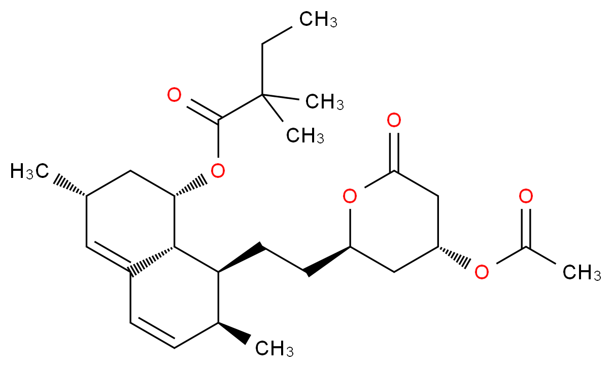 (1S,3R,7S,8S,8aR)-8-{2-[(2R,4R)-4-(acetyloxy)-6-oxooxan-2-yl]ethyl}-3,7-dimethyl-1,2,3,7,8,8a-hexahydronaphthalen-1-yl 2,2-dimethylbutanoate_分子结构_CAS_145576-25-6