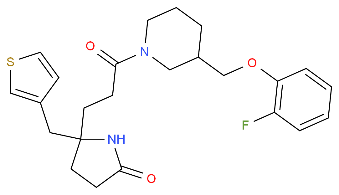 5-(3-{3-[(2-fluorophenoxy)methyl]-1-piperidinyl}-3-oxopropyl)-5-(3-thienylmethyl)-2-pyrrolidinone_分子结构_CAS_)