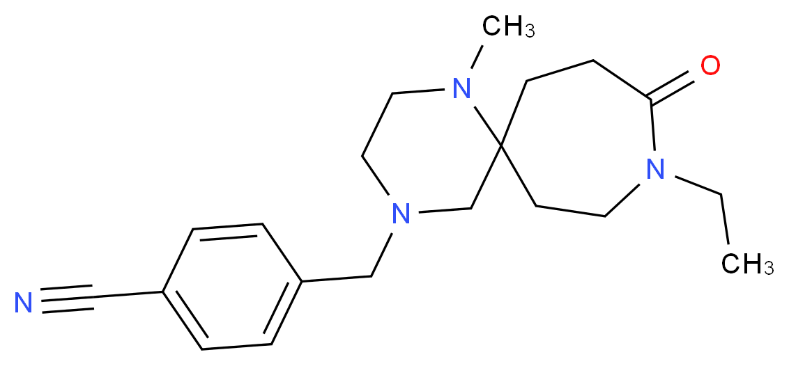 4-[(9-ethyl-1-methyl-10-oxo-1,4,9-triazaspiro[5.6]dodec-4-yl)methyl]benzonitrile_分子结构_CAS_)
