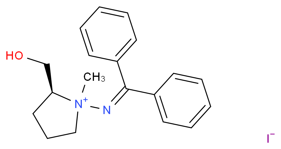 (2S)-1-[(diphenylmethylidene)amino]-2-(hydroxymethyl)-1-methylpyrrolidin-1-ium iodide_分子结构_CAS_168128-27-6