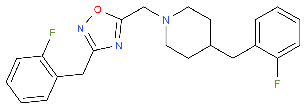 4-(2-fluorobenzyl)-1-{[3-(2-fluorobenzyl)-1,2,4-oxadiazol-5-yl]methyl}piperidine_分子结构_CAS_)