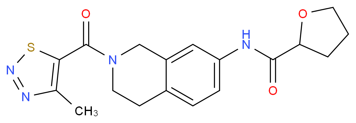 N-{2-[(4-methyl-1,2,3-thiadiazol-5-yl)carbonyl]-1,2,3,4-tetrahydroisoquinolin-7-yl}tetrahydrofuran-2-carboxamide_分子结构_CAS_)
