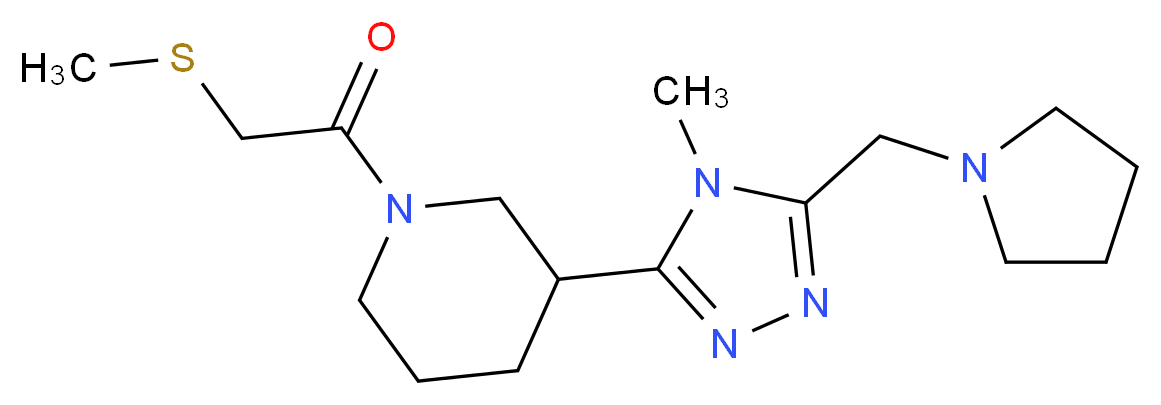 3-[4-methyl-5-(pyrrolidin-1-ylmethyl)-4H-1,2,4-triazol-3-yl]-1-[(methylthio)acetyl]piperidine_分子结构_CAS_)