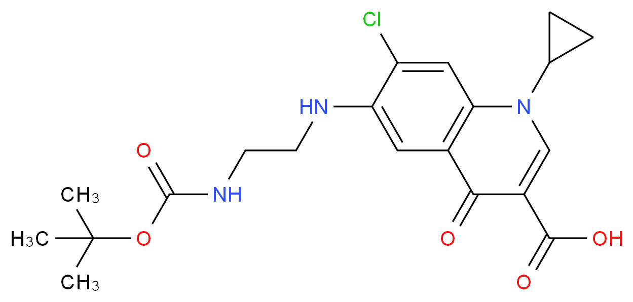 6-[(2-tert-Butoxycarbonylaminoethyl)amino]-7-chloro-1-cyclopropyl-1,4-dihydro-4-oxo-quinoline-3-carboxylic Acid_分子结构_CAS_528851-37-8)