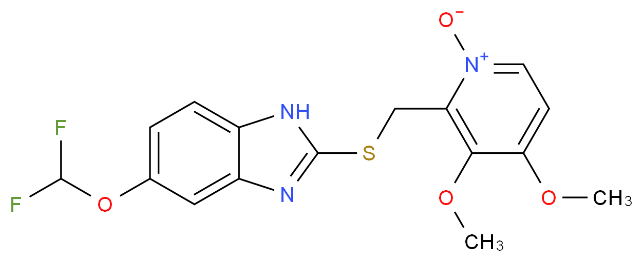 2-({[5-(difluoromethoxy)-1H-1,3-benzodiazol-2-yl]sulfanyl}methyl)-3,4-dimethoxypyridin-1-ium-1-olate_分子结构_CAS_953787-51-4