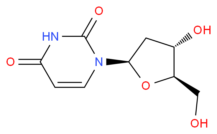 1-((2R,4S,5R)-4-Hydroxy-5-(hydroxymethyl)tetrahydrofuran-2-yl)pyrimidine-2,4(1H,3H)-dione_分子结构_CAS_951-78-0)