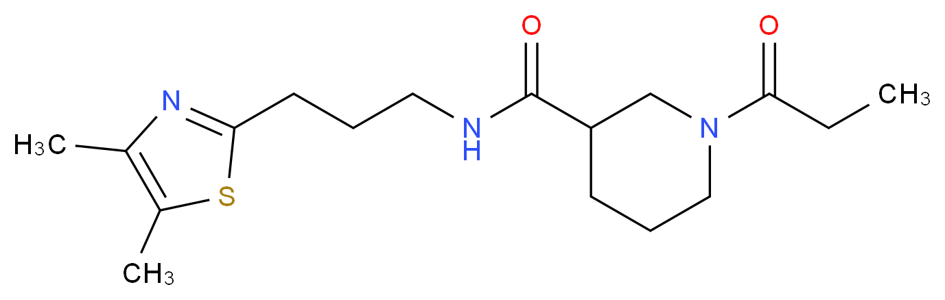 N-[3-(4,5-dimethyl-1,3-thiazol-2-yl)propyl]-1-propionyl-3-piperidinecarboxamide_分子结构_CAS_)