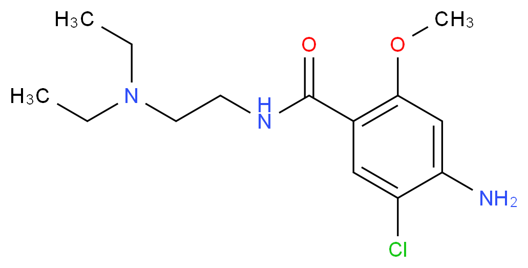 4-amino-5-chloro-N-[2-(diethylamino)ethyl]-2-methoxybenzamide_分子结构_CAS_364-62-5