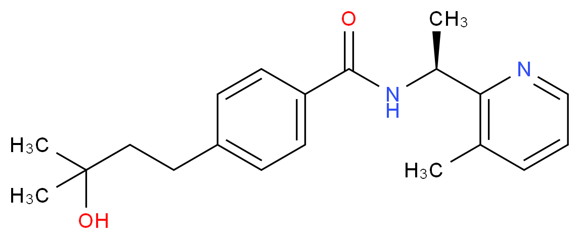 4-(3-hydroxy-3-methylbutyl)-N-[(1S)-1-(3-methyl-2-pyridinyl)ethyl]benzamide_分子结构_CAS_)