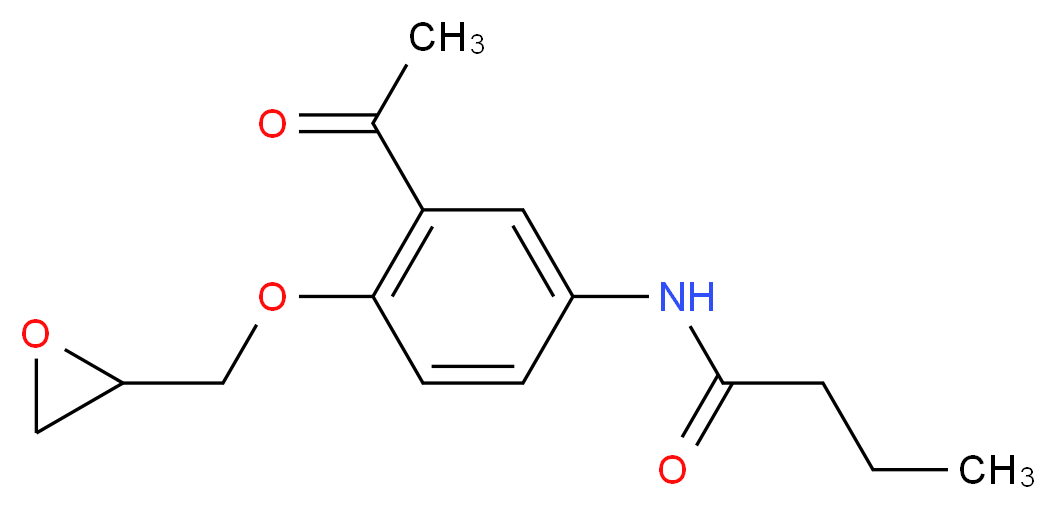 N-[3-acetyl-4-(oxiran-2-ylmethoxy)phenyl]butanamide_分子结构_CAS_28197-66-2