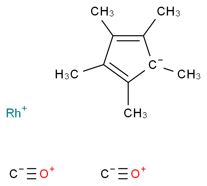 λ<sup>1</sup>-rhodium(1+) ion bis(methanidylidyneoxidanium) pentamethylcyclopenta-2,4-dien-1-ide_分子结构_CAS_32627-01-3