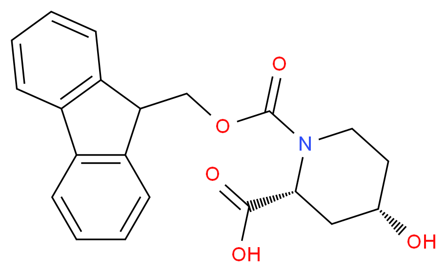 (2R,4S)-1-(((9H-Fluoren-9-yl)methoxy)carbonyl)-4-hydroxypiperidine-2-carboxylic acid_分子结构_CAS_917099-02-6)