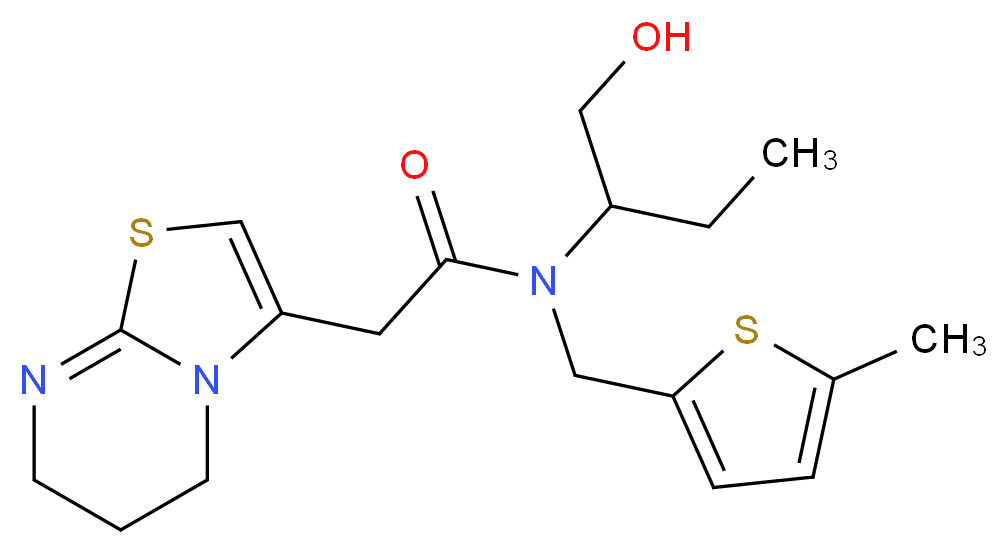 2-(6,7-dihydro-5H-[1,3]thiazolo[3,2-a]pyrimidin-3-yl)-N-[1-(hydroxymethyl)propyl]-N-[(5-methyl-2-thienyl)methyl]acetamide_分子结构_CAS_)