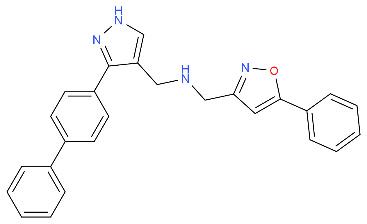 1-[3-(4-biphenylyl)-1H-pyrazol-4-yl]-N-[(5-phenyl-3-isoxazolyl)methyl]methanamine_分子结构_CAS_)