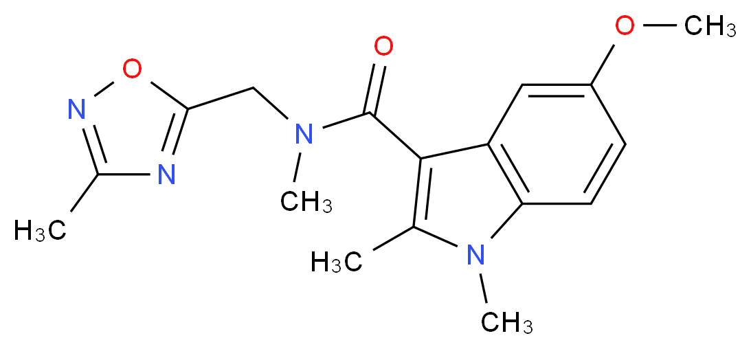 5-methoxy-N,1,2-trimethyl-N-[(3-methyl-1,2,4-oxadiazol-5-yl)methyl]-1H-indole-3-carboxamide_分子结构_CAS_)