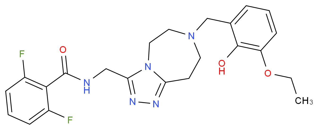 N-{[7-(3-ethoxy-2-hydroxybenzyl)-6,7,8,9-tetrahydro-5H-[1,2,4]triazolo[4,3-d][1,4]diazepin-3-yl]methyl}-2,6-difluorobenzamide_分子结构_CAS_)