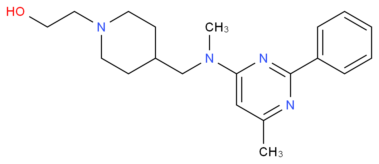 2-(4-{[methyl(6-methyl-2-phenylpyrimidin-4-yl)amino]methyl}piperidin-1-yl)ethanol_分子结构_CAS_)