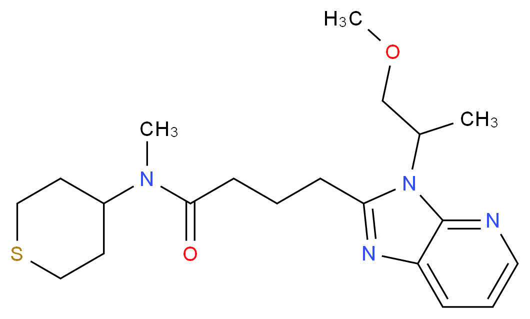 4-[3-(2-methoxy-1-methylethyl)-3H-imidazo[4,5-b]pyridin-2-yl]-N-methyl-N-(tetrahydro-2H-thiopyran-4-yl)butanamide_分子结构_CAS_)