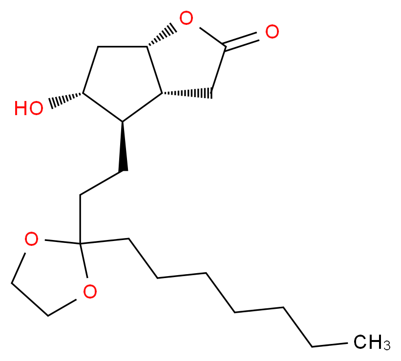 (3aR,4R,5R,6aS)-4-[2-(2-heptyl-1,3-dioxolan-2-yl)ethyl]-5-hydroxy-hexahydro-2H-cyclopenta[b]furan-2-one_分子结构_CAS_118696-65-4