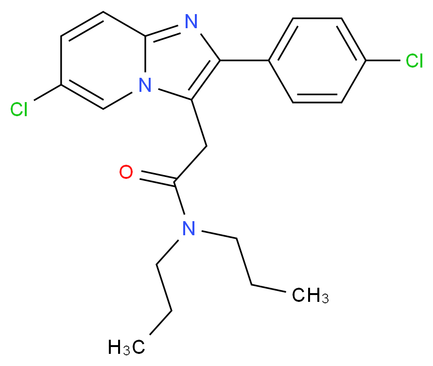 2-[6-chloro-2-(4-chlorophenyl)imidazo[1,2-a]pyridin-3-yl]-N,N-dipropylacetamide_分子结构_CAS_82626-01-5