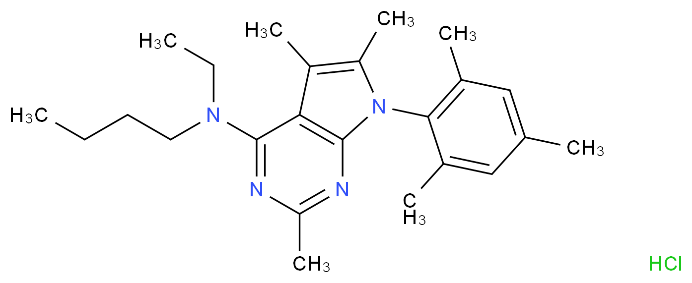 N-butyl-N-ethyl-2,5,6-trimethyl-7-(2,4,6-trimethylphenyl)-7H-pyrrolo[2,3-d]pyrimidin-4-amine hydrochloride_分子结构_CAS_220953-69-5