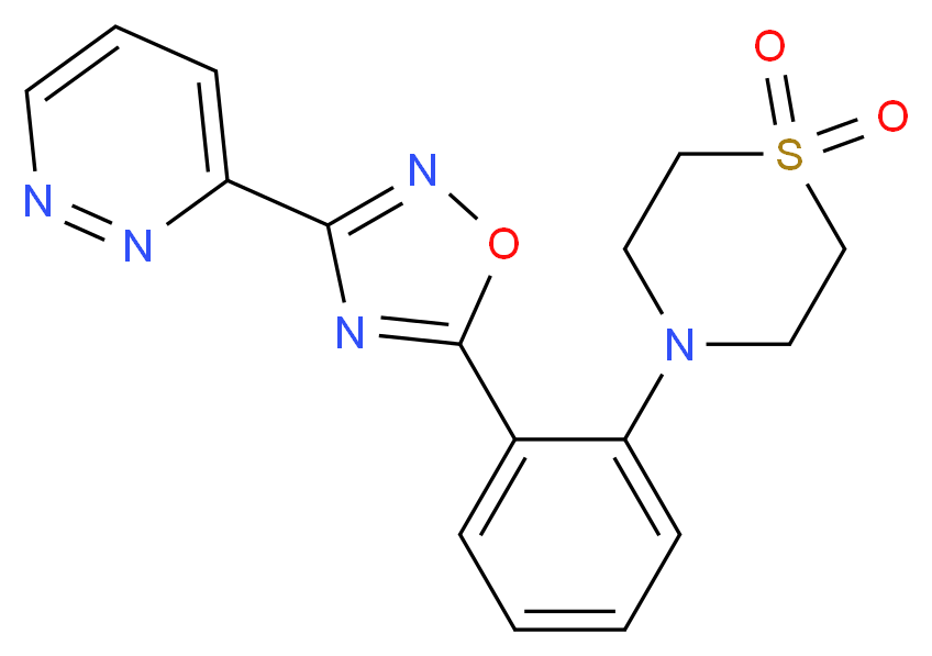 4-{2-[3-(3-pyridazinyl)-1,2,4-oxadiazol-5-yl]phenyl}thiomorpholine 1,1-dioxide_分子结构_CAS_)