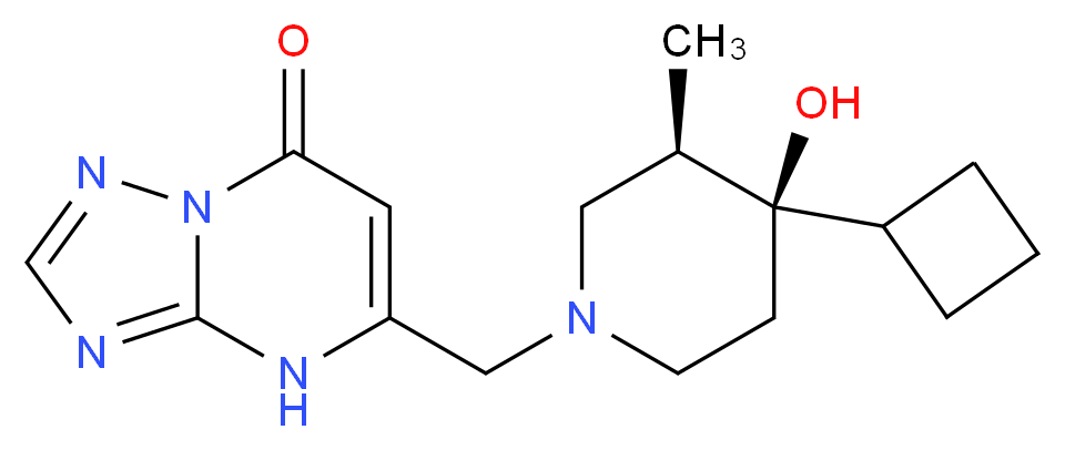 5-{[(3R*,4R*)-4-cyclobutyl-4-hydroxy-3-methylpiperidin-1-yl]methyl}[1,2,4]triazolo[1,5-a]pyrimidin-7(4H)-one_分子结构_CAS_)