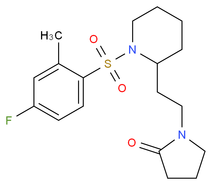 1-(2-{1-[(4-fluoro-2-methylphenyl)sulfonyl]-2-piperidinyl}ethyl)-2-pyrrolidinone_分子结构_CAS_)