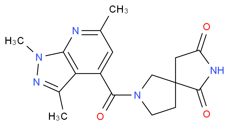 7-[(1,3,6-trimethyl-1H-pyrazolo[3,4-b]pyridin-4-yl)carbonyl]-2,7-diazaspiro[4.4]nonane-1,3-dione_分子结构_CAS_)