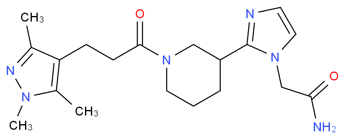 2-(2-{1-[3-(1,3,5-trimethyl-1H-pyrazol-4-yl)propanoyl]piperidin-3-yl}-1H-imidazol-1-yl)acetamide_分子结构_CAS_)