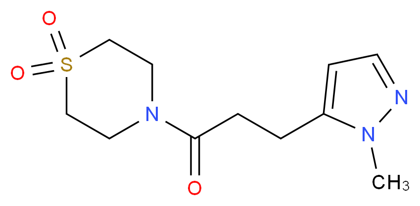 4-[3-(1-methyl-1H-pyrazol-5-yl)propanoyl]thiomorpholine 1,1-dioxide_分子结构_CAS_)