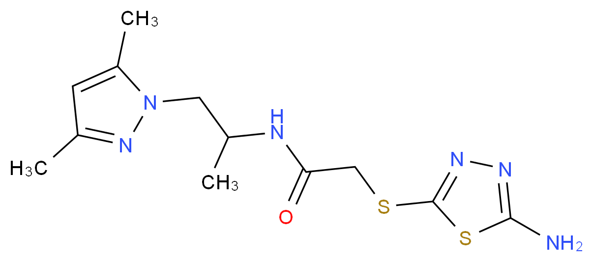 2-[(5-amino-1,3,4-thiadiazol-2-yl)thio]-N-[2-(3,5-dimethyl-1H-pyrazol-1-yl)-1-methylethyl]acetamide_分子结构_CAS_)